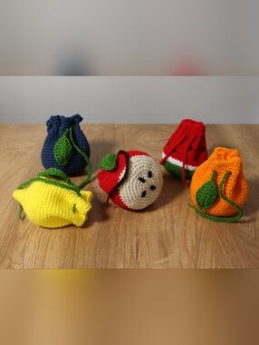 Handmade Drawstring Fruit Bag- Lemon, Orange, Apple, Watermelon OR Blueberry